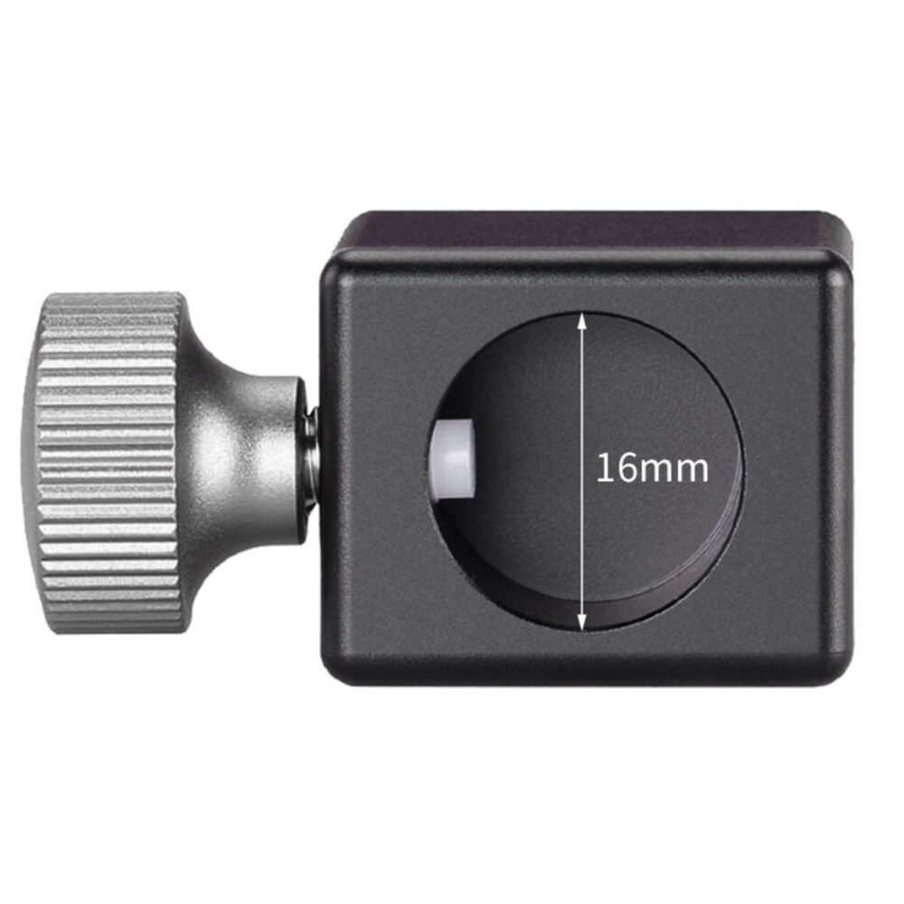 Leofoto FA-04 Blitzschuhadapter zijaanzicht met 16mm opening en metalen draaiknop