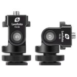 Leofoto FA-06 Hotshoe-Adapter vooraanzicht en zijaanzicht met kantelbare accessoirekop