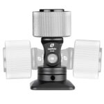 Leofoto FA-09 Hotshoe-Adapter voorkant met bevestigingsknoppen en logo zichtbaar