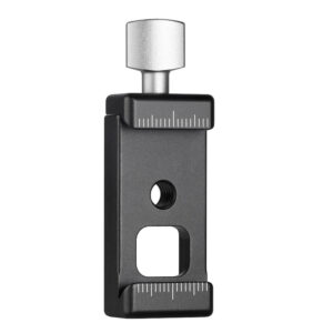 Leofoto Blitzschuhadapter DC-22 vooraanzicht van Arca‑Swiss‑klem met 1/4 inch binnendraad