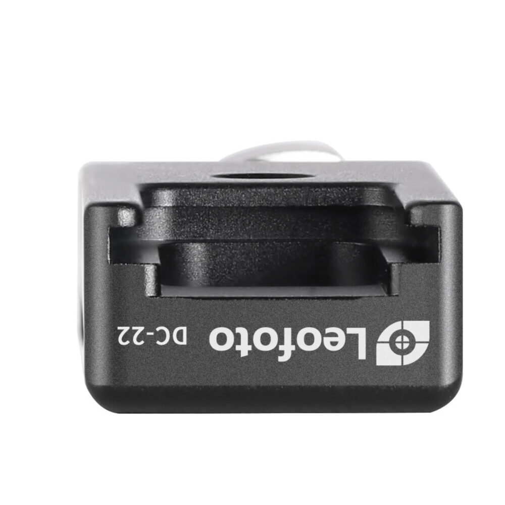 Leofoto Blitzschuhadapter DC-22 bovenaanzicht van coldshoe‑adapter met Leofoto‑logo