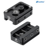 Leofoto GS-1 Adapterplaat boven- en onderaanzicht met Picatinny/Weaver klem en Arca-profiel