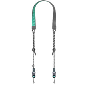 Leofoto L-CS-202 Trageriemen volledige draagriem met mintgroene nekpad en quick-attach koppelingen