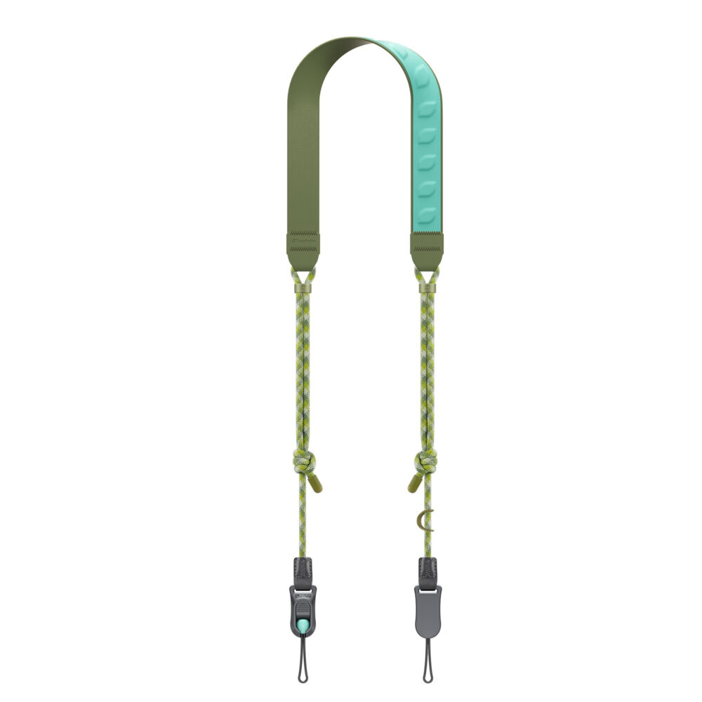 Leofoto L-CS-203 Draagriemen productfoto van de complete riem met verstelknopen en koorddelen