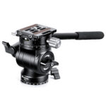 Leofoto LS-225CEX Tripod carbon Ranger BV-1R videokop zijaanzicht met Arca-Swiss snelkoppelingsplaat.