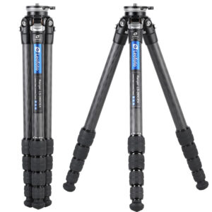 Leofoto LS-285CEX Tripod volledig uitgeklapt carbon Ranger-statief met vierdelige poten.