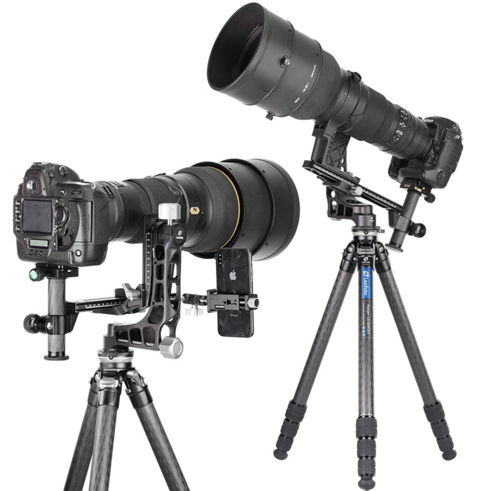 Leofoto LS-324CEX Tripod demonstratie met camera en supertelelens op PG-1 gimbal.