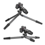 Leofoto LS-324C Tripod laag opgesteld met wijd uitgeklapte poten voor macro-opnamen.