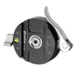 Leofoto LS-324C Tripod statiefschouder met montageplaat en vergrendelingen voor beenhoeken.