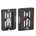 Leofoto LS-324C Tripod statiefschouder met montageplaat en vergrendelingen voor beenhoeken.
