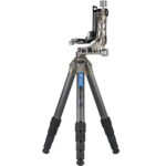 Leofoto LS-365C Tripod camouflage carbon Ranger-statief met PG-1 gimbal gemonteerd.