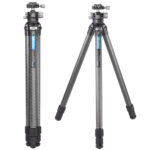 Leofoto LS-323C Tripod set met twee hoogtestanden naast elkaar en LH-40 kogelkop bovenop.