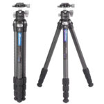 Leofoto LS-254C Tripod carbon Ranger set met twee hoogtestanden en gemonteerde LH-30 kogelkop.