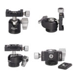 Leofoto LS-225C Tripod set met LH-25 kogelkop, panoramakop en Arca-snelkoppelingsplaat.