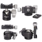 Leofoto LS-223C Tripod set met LH-25 kogelkop, Arca-snelkoppelingsplaat en accessoires.