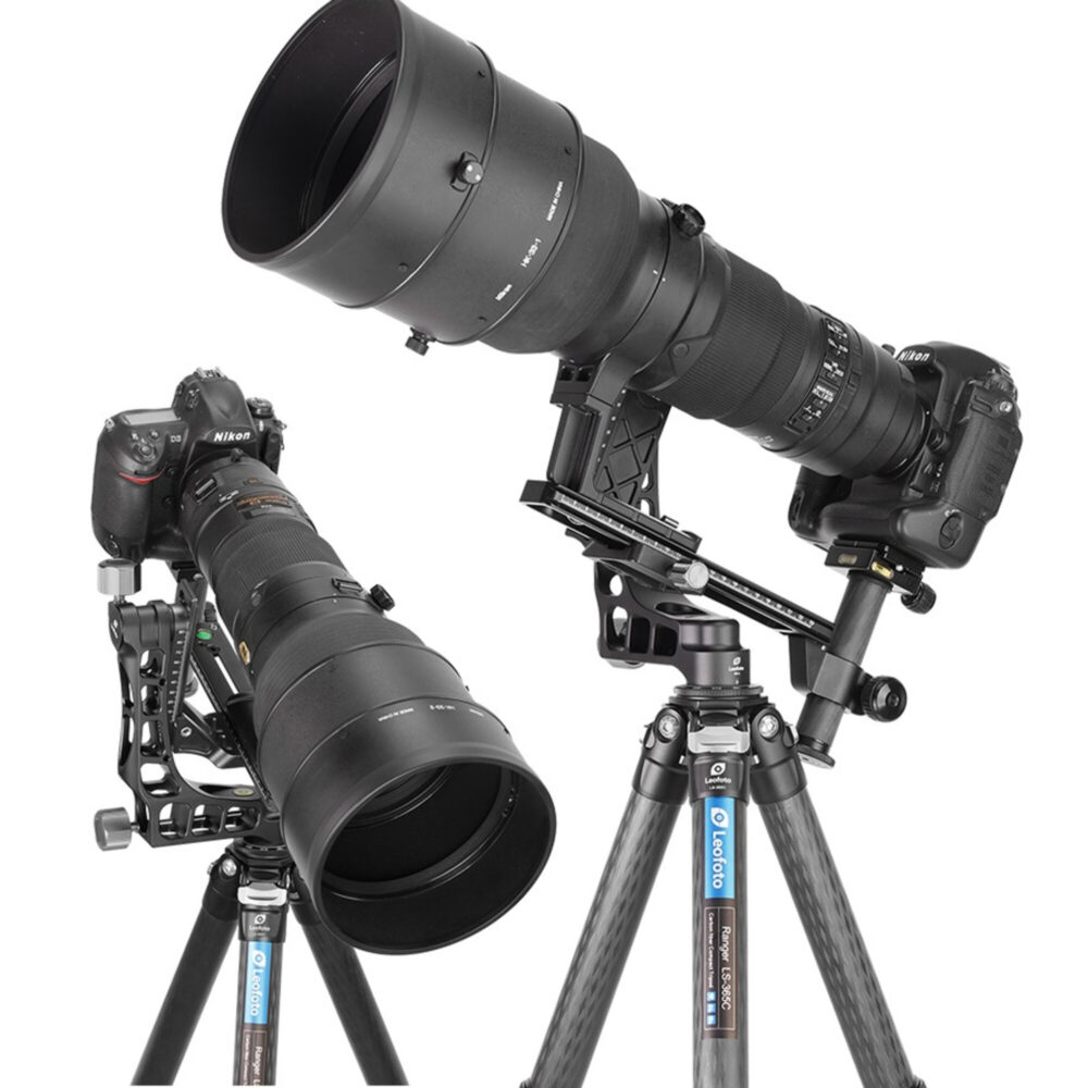 Leofoto LS-365C Tripod in actie met camera en supertelelens op PG-1 gimbal.