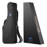 Leofoto LS-365C Tripod lange smalle draagtas en productdoos in zijaanzicht.
