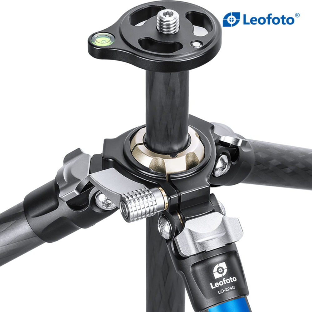 Leofoto LO-224C Tripod close-up van statiefschouder met halfronde schaal en ingebouwde libel voor nivellering.