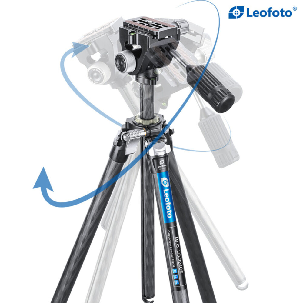 Leofoto LO-224CS Tripod close-up van halfronde schaal met montageplaat en ingebouwde libel voor nauwkeurige nivellering.