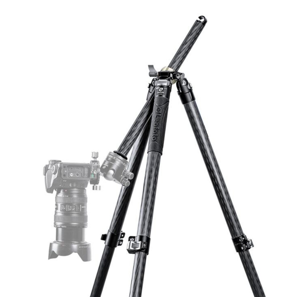 Leofoto LV-323C Tripod uitgeklapt statief in zijaanzicht met lange poten