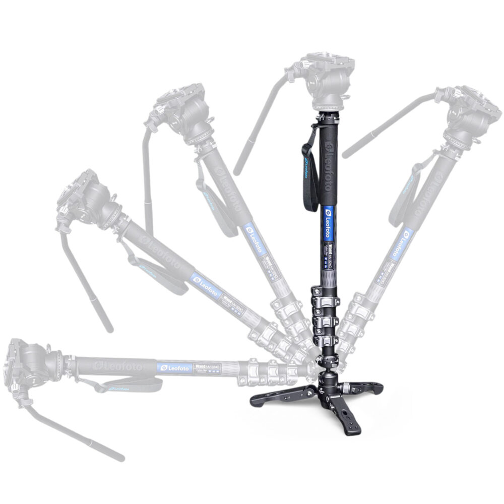 Leofoto MV-324C Monopod demonstratie van kantelbeweging met vergrendelbaar kogelgewricht