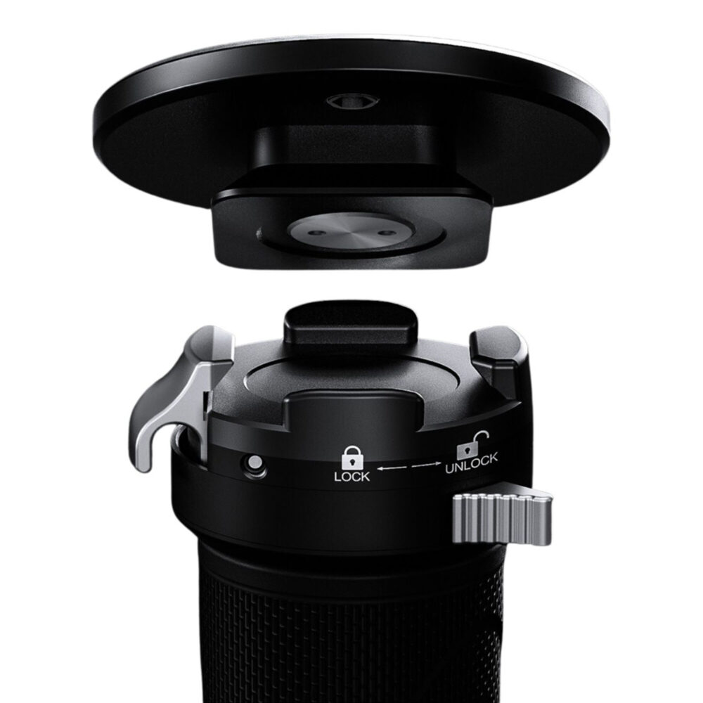 Leofoto MV-324C Monopod close-up van aansluiting en montagepunt bovenop de voet