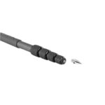 Leofoto GO-125 Monopod liggend aanzicht met uitgedraaide poten en losgeschroefde metalen spike-voet