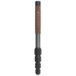 Leofoto GO-125 Monopod volledig zijaanzicht van uitgeschoven carbon eenbeenstatief met bruine grip