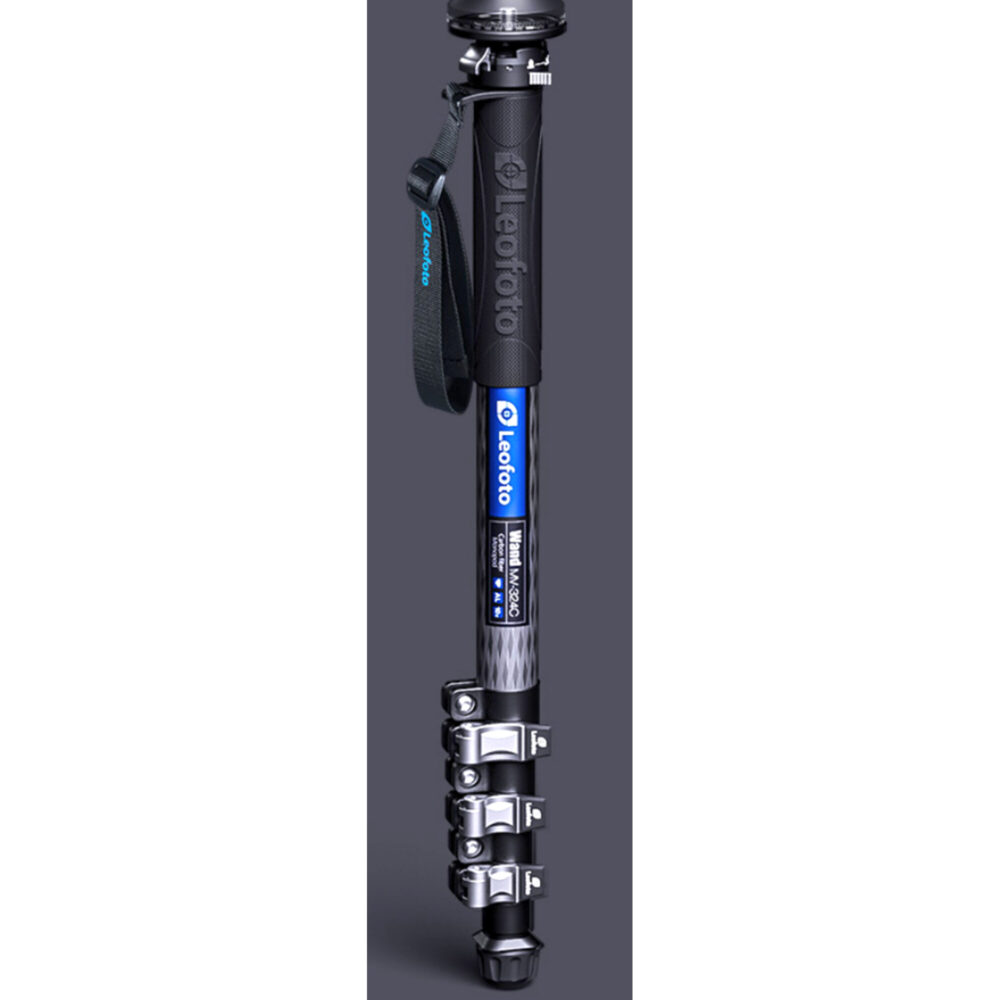 Leofoto MV-324C Monopod close-up van BV-10 videokop gemonteerd op VD-03 ministatief met panhendel