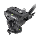 Leofoto MV-324C Monopod zijaanzicht van volledig uitgeklapte VD-03 ministatiefbasis met kogelkopadapter