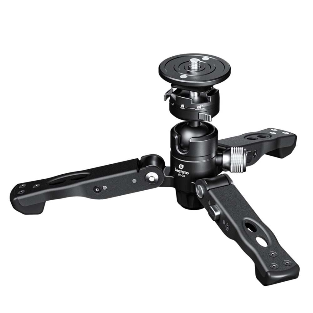Leofoto MV-324C Monopod bovenaanzicht van plug-in basis met vergrendelknop voor snelle montage op monopod of statief