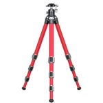Leofoto LA-284C Tripod volledig opgesteld met LH-30 balhoofd en rode carbon poten