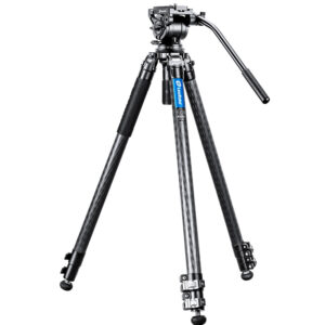 Leofoto LVM-323C Tripod uitgeklapt statief met BV-15 videokop en bedienarm