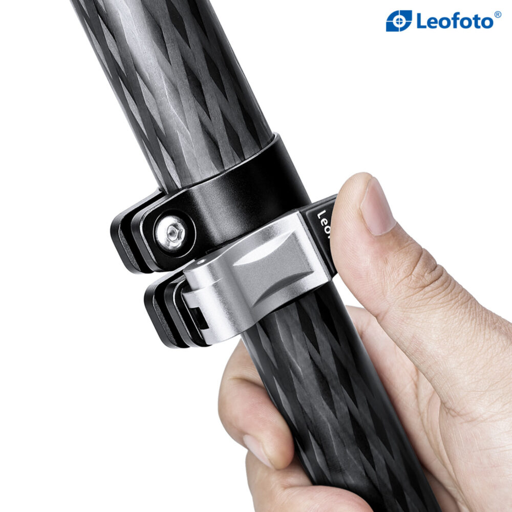 Leofoto LVM-323C Tripod detail van frictie- en vergrendelknop van de videokop