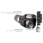 Leofoto LA-324C Tripod technische tekening van LH-40 balhoofd met maatvoering