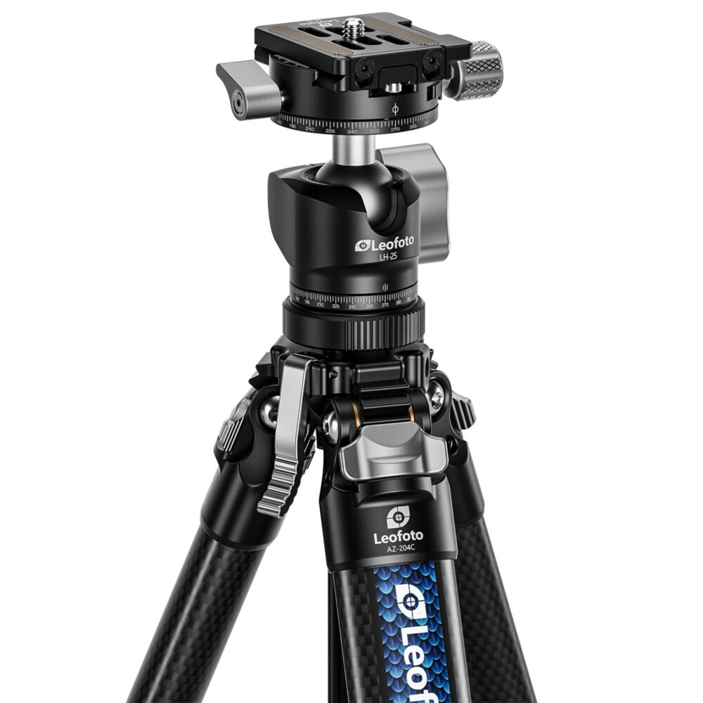 Leofoto AZ-204C Tripod close-up van LH-25R balhoofd met panoramaring