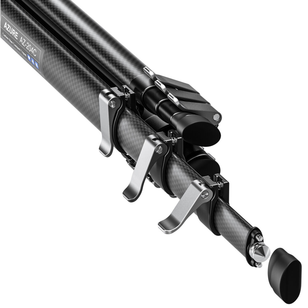 Leofoto AZ-204C Tripod detail van Arca-Swiss snelklem en vergrendelknop