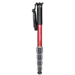 Leofoto MPQ-325C Monopod rood carbon eenbeinstatief volledig uitgeschoven