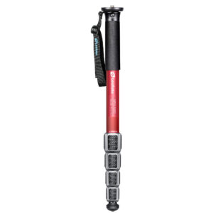Leofoto MPQ-325C Monopod rood carbon eenbeinstatief volledig uitgeschoven