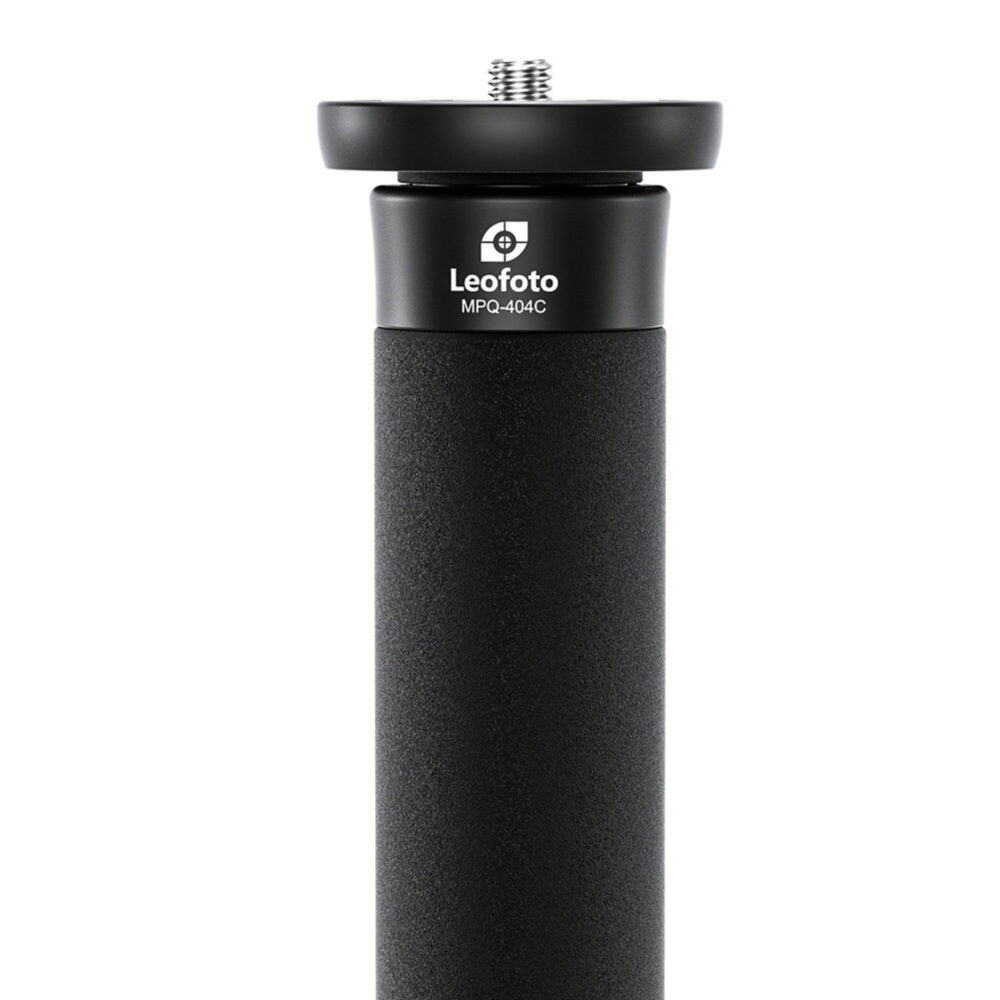Leofoto MPQ-404C Monopod detail van de bovenste sectie met Leofoto-kop