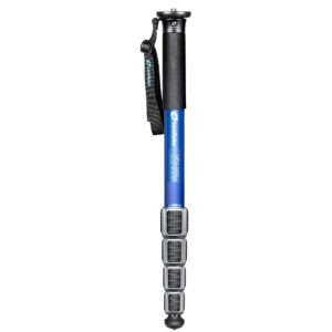 Leofoto MPQ-325C Monopod volledig aanzicht in blauw met twist-lock secties en draaglus