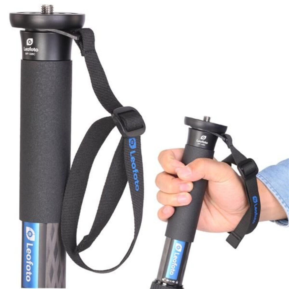Leofoto MP-326C Monopod close-up van handgreep met polsriem en bovenplatform