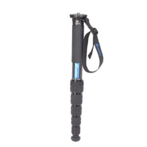 Leofoto MP-326C Monopod volledig aanzicht met polsriem en carbon secties