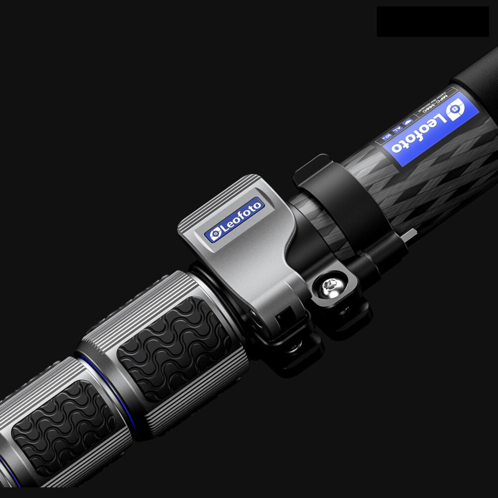 Leofoto MPC-366C Monopod close-up van de klemhendel op de bovenste vergrendeling