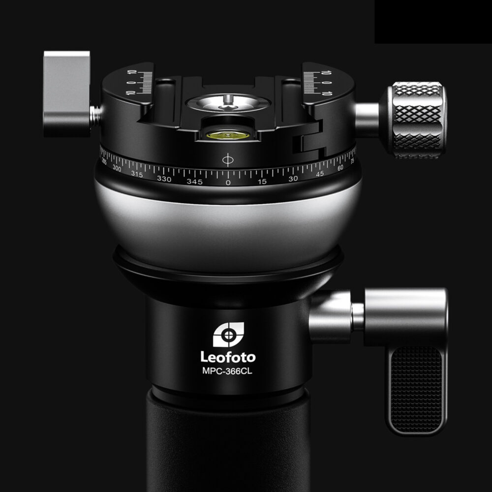 Leofoto MPC-366CL Monopod detail van panoramadrehteller met vergrendelknop en schaal