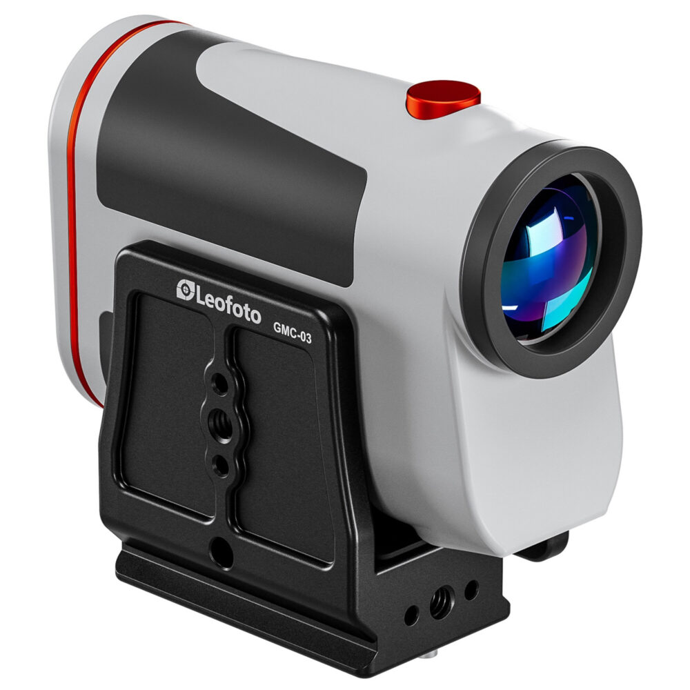 Leofoto GMC-03 Statiefadapter met gemonteerde afstandsmeter op de klem