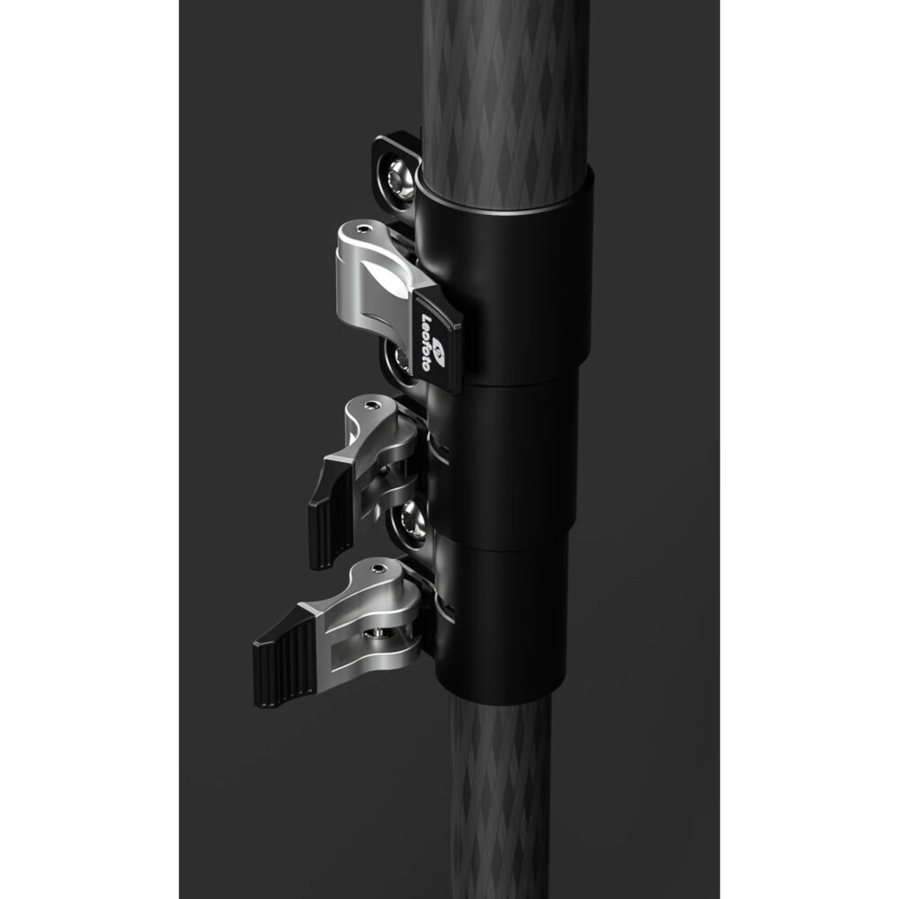 Leofoto MF-324C Monopod close-up van klemmechanisme op de carbon buis bij de onderzijde