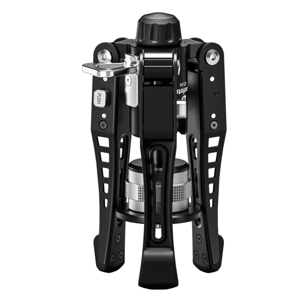 Leofoto MF-324CL Monopod opgevouwen met ingeklapte VD-04 zwenk-neigvoet voor compact transport