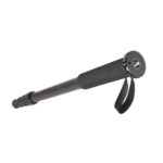 Leofoto MP-284C Monopod ingezoomd zijaanzicht van ingeschoven eenbeenstatief met polsriem en montageplaat bovenop