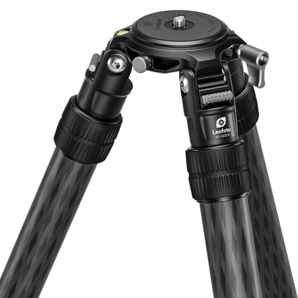 Leofoto SO-322CX Geweerstatief close-up van statiefschouder met X-version hoekstops en draaivergrendeling